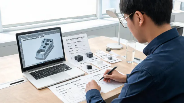 Engineer reviewing molded part quote